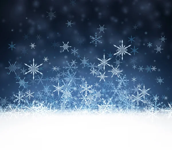 Fond bleu hiver avec flocons de neige. — Image vectorielle
