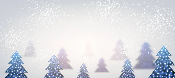 Banner de Ano Novo com árvores de Natal . — Vetor de Stock