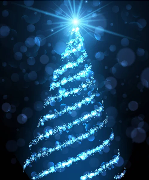 Fondo azul con árbol de Navidad . — Archivo Imágenes Vectoriales