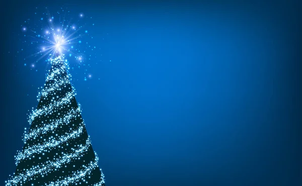 Fond bleu avec arbre de Noël. — Image vectorielle