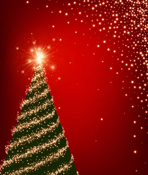 Fondo rojo con árbol de Navidad . — Archivo Imágenes Vectoriales