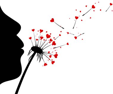 Valentine's background with love dandelion.