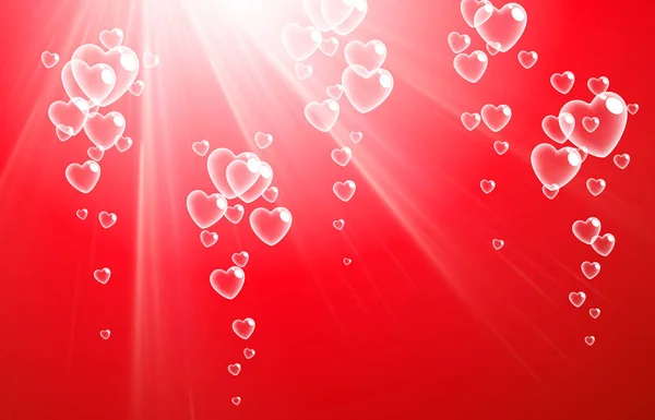 Fondo rojo de San Valentín con corazones . — Vector de stock