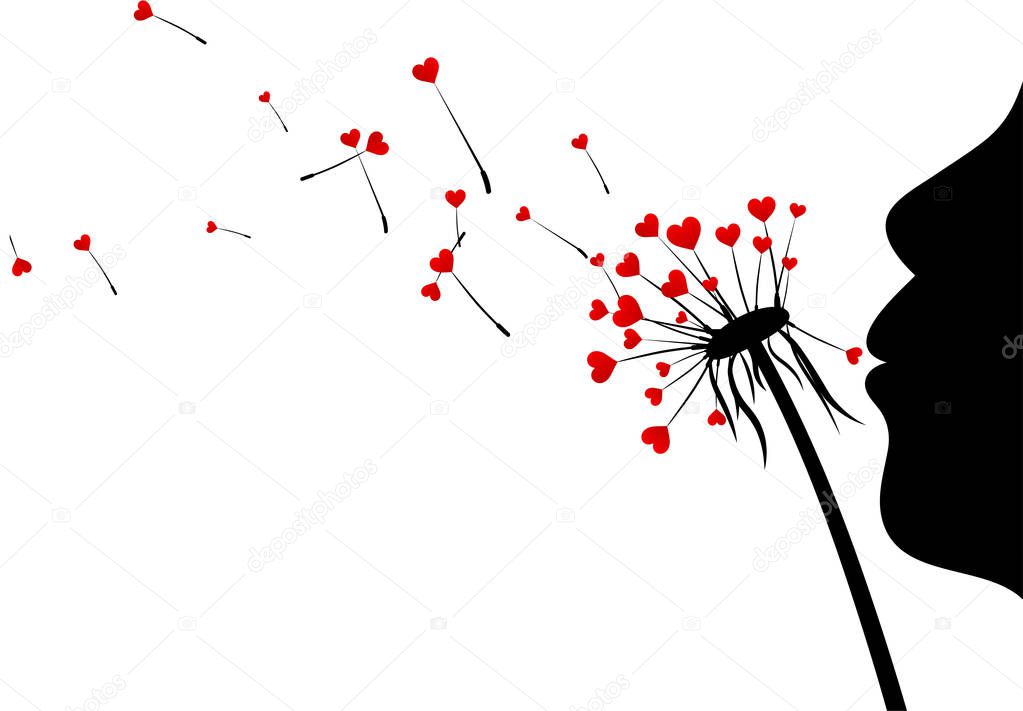 Valentine's background with love dandelions.