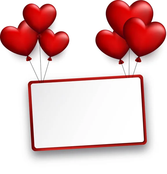 Valentijnsdag rechthoekige achtergrond met hart. — Stockvector