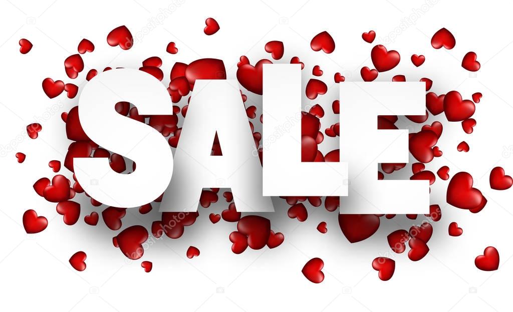 text sale with red hearts