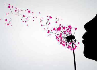 Valentine's background with love dandelion. 
