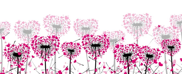 Valentine's background with love dandelion. — Stock Vector