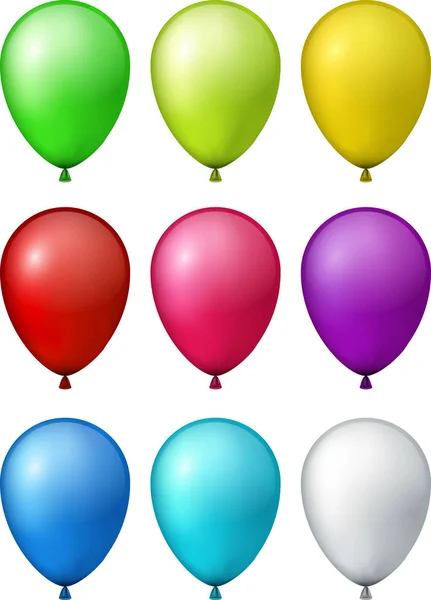 Conjunto de globos coloridos realistas . — Vector de stock