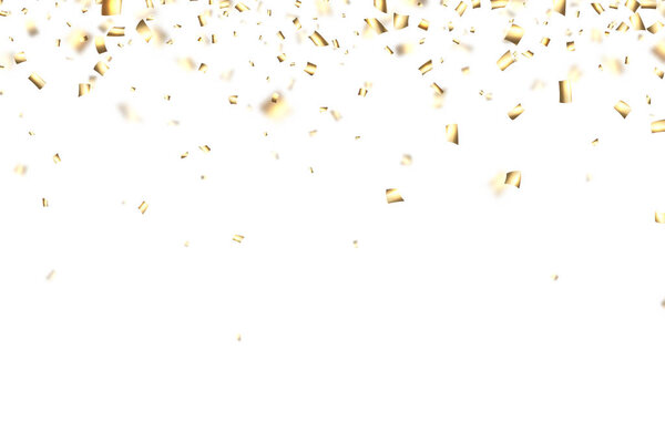 Festive background with golden confetti.