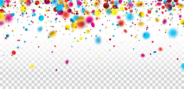 Festive banner with colorful confetti. — Stock Vector