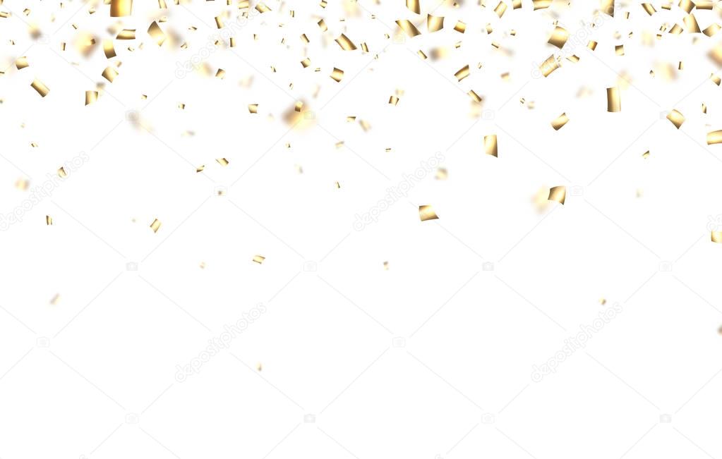 Festive background with golden confetti.