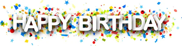 Grattis på födelsedagen banner med konfetti — Stock vektor