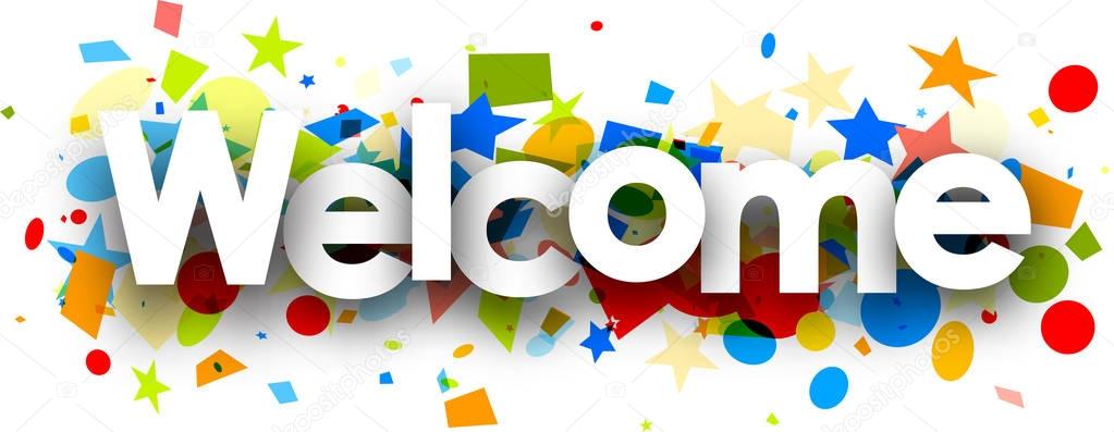 Welcome background with colorful confetti