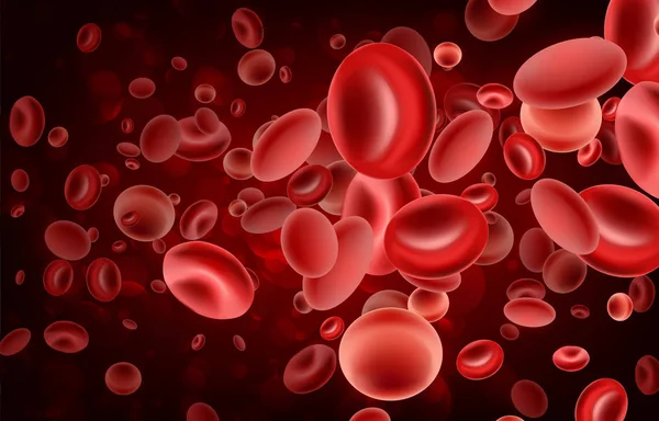 Makro streaming röda blodkroppar — Stock vektor