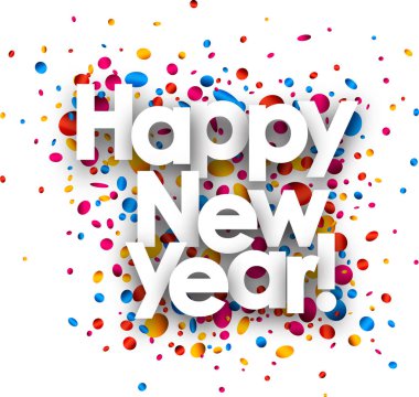 mutlu yeni yıl kartı konfeti ile. 