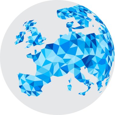 Beyaz küre üzerinde mavi mozaik Europe.