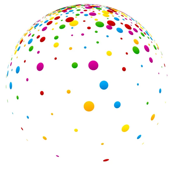 Bola blanca 3d con confeti colorido . — Vector de stock