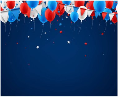 Background with flags and balloons. clipart