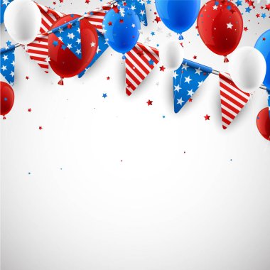 Beyaz Amerikan arka plan ile balonlar.