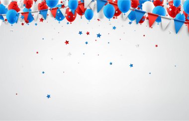 Bayraklar ve balonlar ile arka plan.