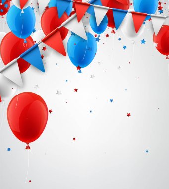 Bayraklar ve balonlar ile arka plan.