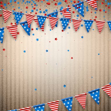 Amerikan bayrakları ile bej arka plan.