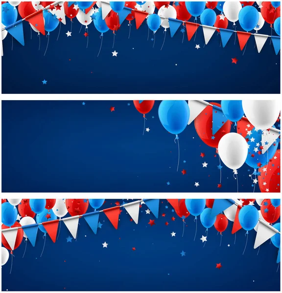 Banderoller med ballonger och flaggor. — Stock vektor
