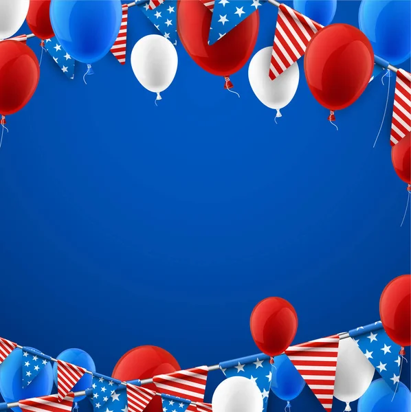 用气球蓝色美国背景. — 图库矢量图片