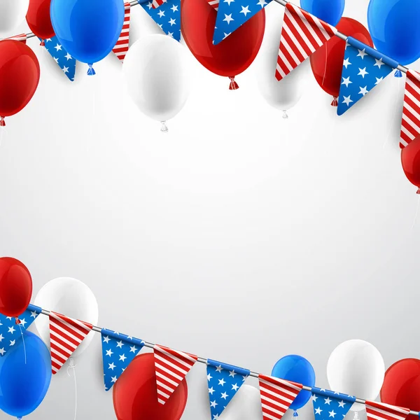 Weißer amerikanischer Hintergrund mit Ballons. — Stockvektor