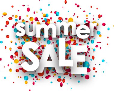 Konfeti ile yaz satış arka plan.