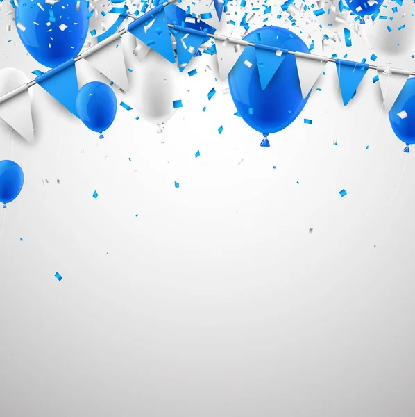 Fondo con banderas y globos — Vector de stock