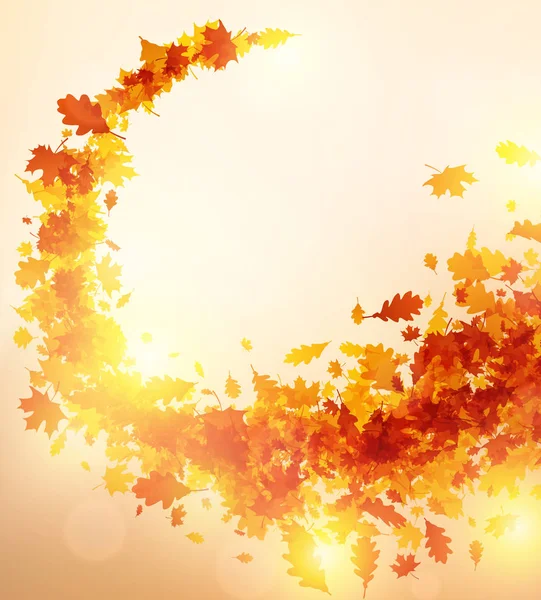 秋天的背景，金黄的叶子 — 图库矢量图片