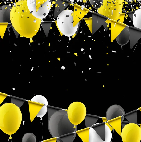 Fondo con banderas y globos — Vector de stock