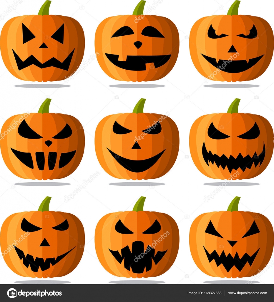Halloween Kürbis-Gesichter — Stockvektor © Maxborovkov ...