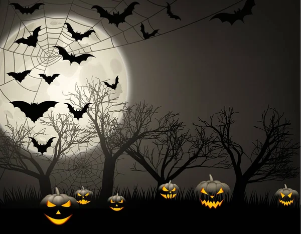 Halloween pompoenen en vleermuizen. — Stockvector