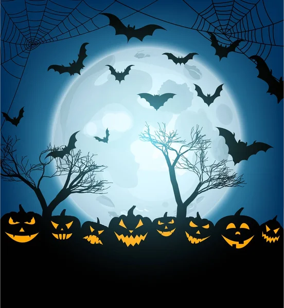 Halloween tök és a denevérek. — Stock Vector