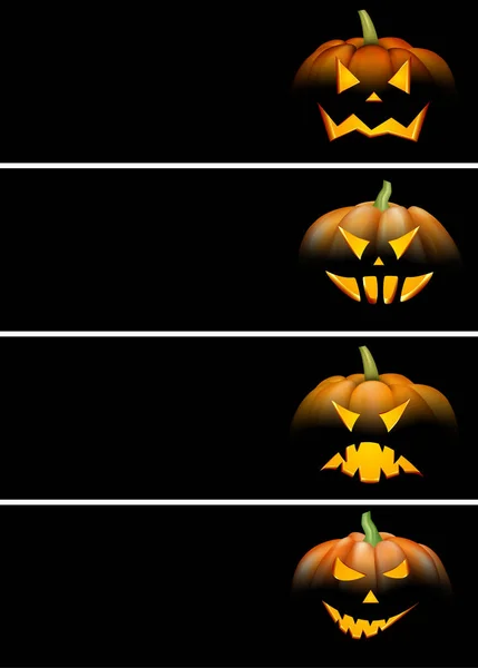 Banners con calabazas de Halloween — Vector de stock