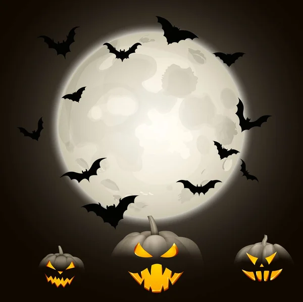 Calabazas y murciélagos de Halloween . — Vector de stock