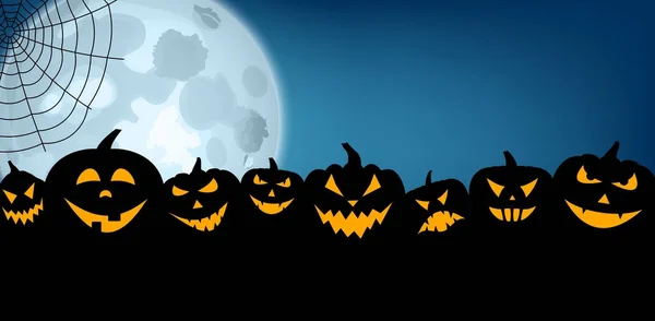 Halloween-Kürbisse und Mond — Stockvektor