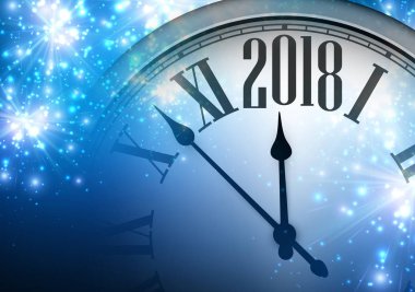 Yeni yıl arka plan ile masa saati