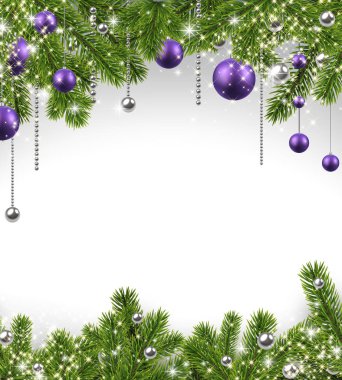 çam dalları ve Noel top