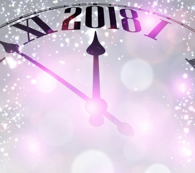 Yeni yıl arka plan ile masa saati