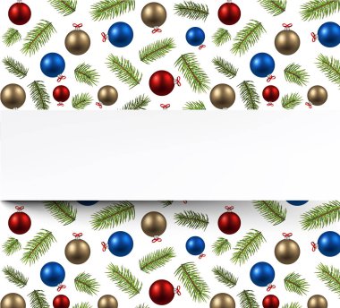 Noel topları ve çam dalları