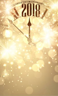 2018 yeni yıl arka plan ile masa saati