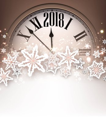 2018 yeni yıl arka plan ile masa saati