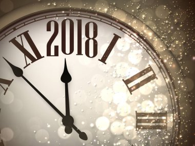 2018 yeni yıl arka plan ile masa saati