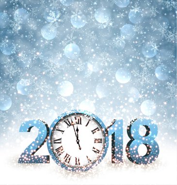 2018 yeni yıl arka plan ile masa saati