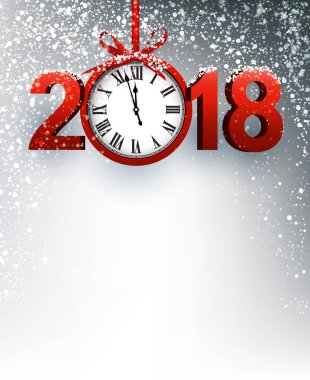 2018 yeni yıl arka plan ile masa saati