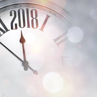 2018 yeni yıl arka plan ile masa saati